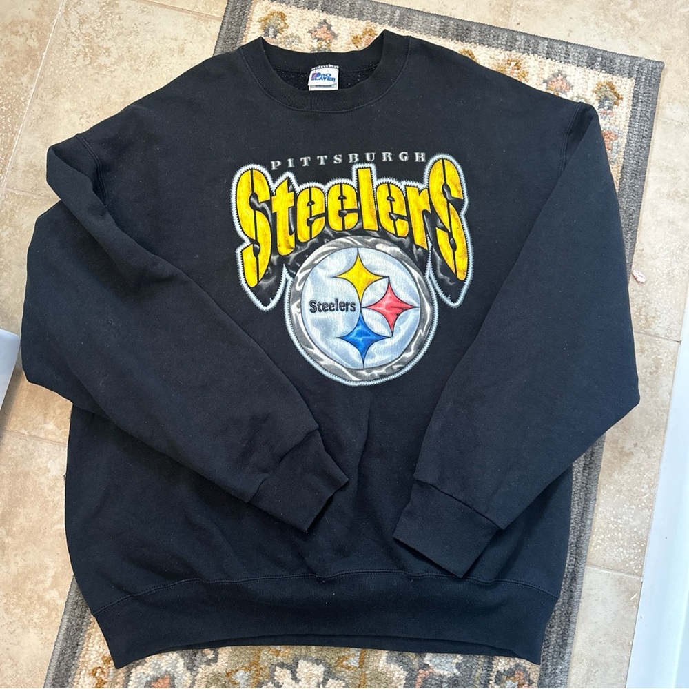Vintage Pittsburgh Steelers XXL printedcrewneck sweatshirt black/yellowPROPLAYER